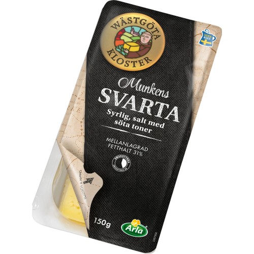 Munkens Svarta skivad ost 31% 150g Wästgöta Kloster