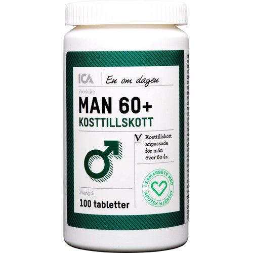 Multivitamin Man 60+ Kosttillskott 100-p ICA Hjärtat
