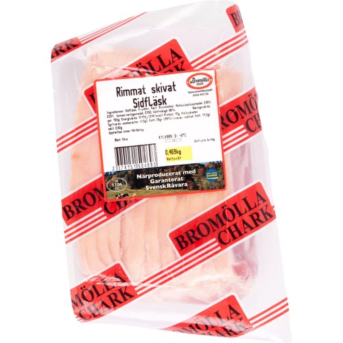 Sidfläsk Rimmat & skivat ca 470g Bromölla Chark