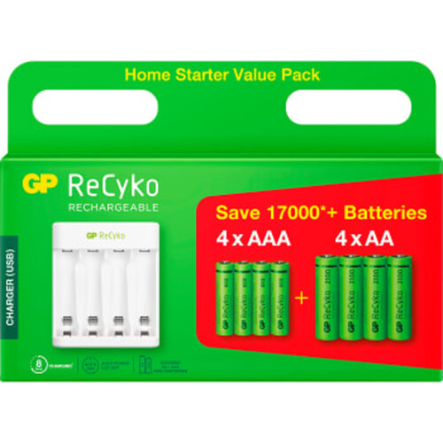 Batteriladdare GP ReCyko Starter Kit E411 Inkl. Batterier 1st GP