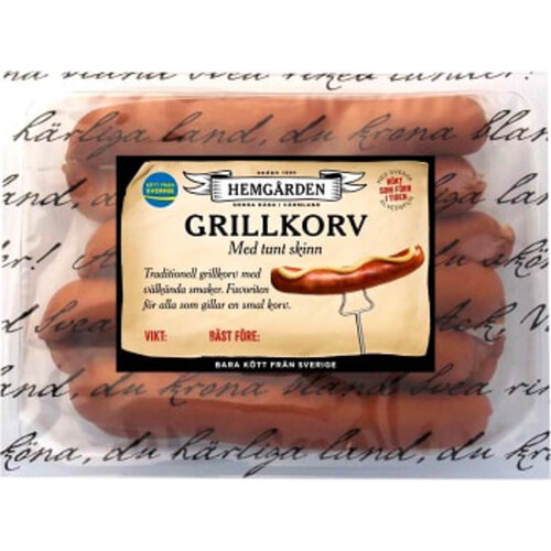 Grillkorv Tunt Skinn 700g Hemgården