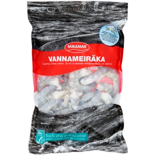 Vannameiräka Utan Skal Fryst 800g Miramar Seafood