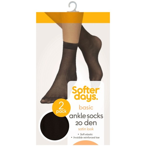 Ankelstrumpa 20den 36-41 2p svart Softer Days
