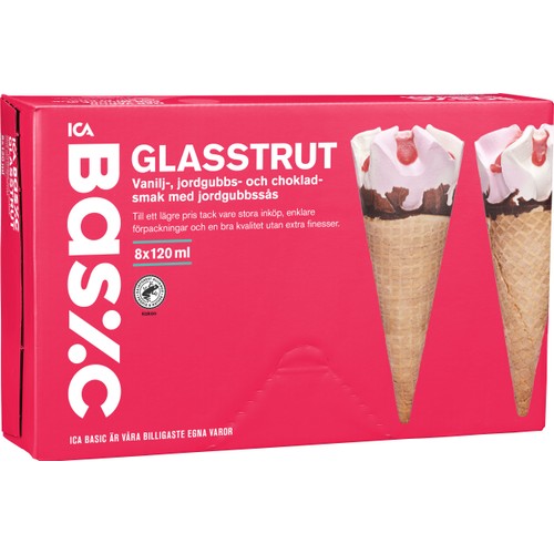 Glasstrut Jordgubb 8-p ICA Basic