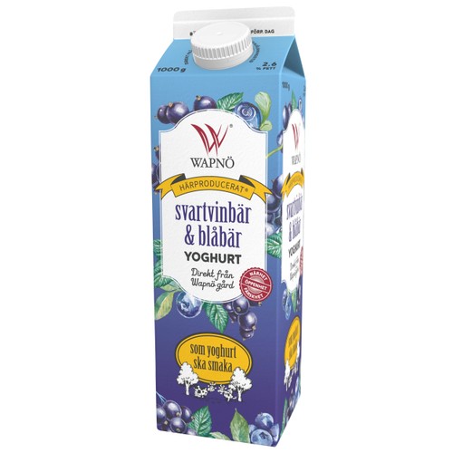 Yoghurt Svartvinbär/Blåbär 2.6% Yoghurt Svartvinbär/Blåbär 2.6% 1000 Gram Wapnö