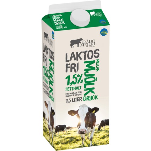 Mellanmjölkdryck Laktosfri 1,5% Grådö Mejeri