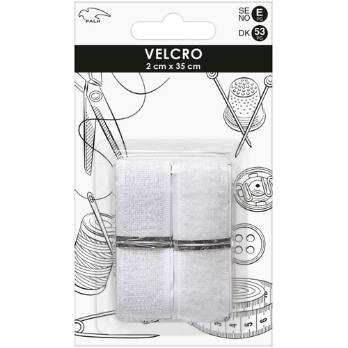 Kardborrband självhäftande Vit 20mmx35cm Falk