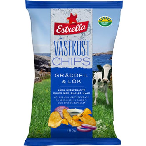 Västkustchips Gräddfil & Lök 180g Estrella