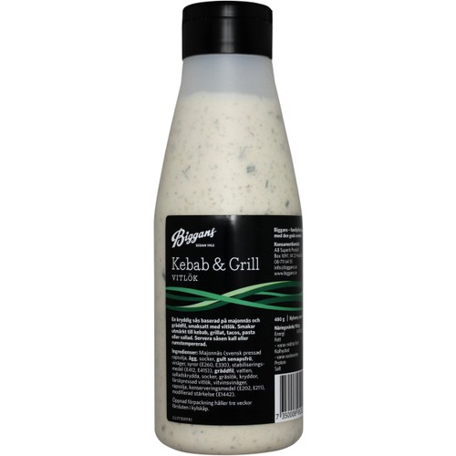 Vitlöksås Kebab och Grill 480g Biggans