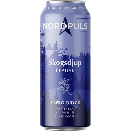 Energidryck Skogsdjup Med Smak Av Blåbär Sockerfri 330ml Nordpuls