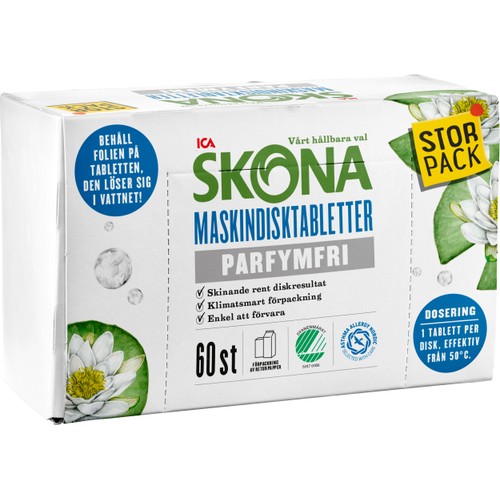 Maskindisktabletter Parfymfri 60-p ICA Skona