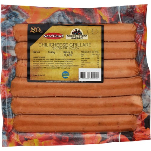 Korv Skinnfri Chilicheese Grillare 480g Nordchark
