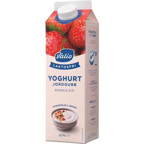 Yoghurt Jordgubb Laktosfri 2,1% 1000g Valio