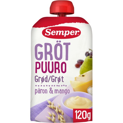 Gröt med frukt Klar att äta Från 6m 120g Semper