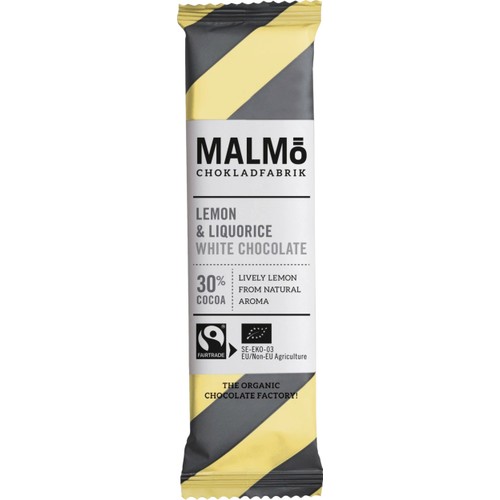 Vit Choklad Citron & Lakrits 30% 25g Malmö Chokladfabrik