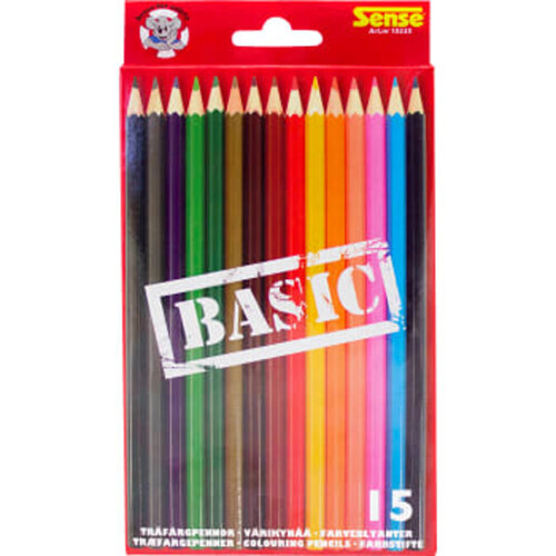 Träfärgpennor Basic 15p Sense