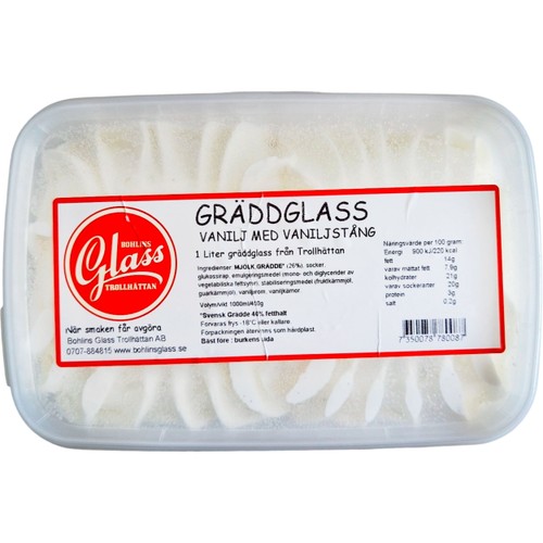 Gräddglass Vanilj Med Vaniljstång 1000ml Bohlins Glass
