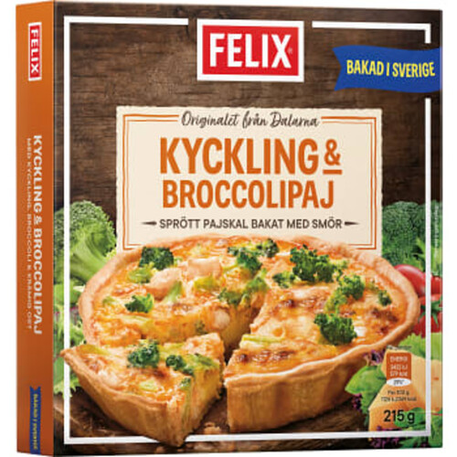 Kyckling & broccolipaj Fryst 215g Felix