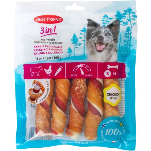 Hundtugg 3in1 Tuggben Kyckl&Morot Best 160g 5st friend