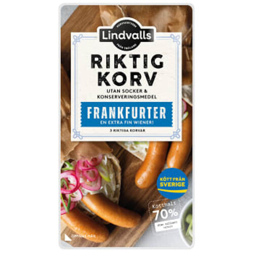 Frankfurter 70% Kötthalt 240g Lindvalls