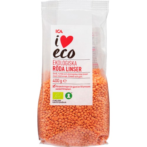 Röda linser Ekologisk 400g ICA I love eco