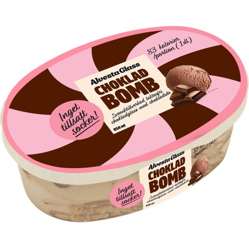 Glass Chokladbomb Inget Tillsatt Socker 850ml Alvestaglass