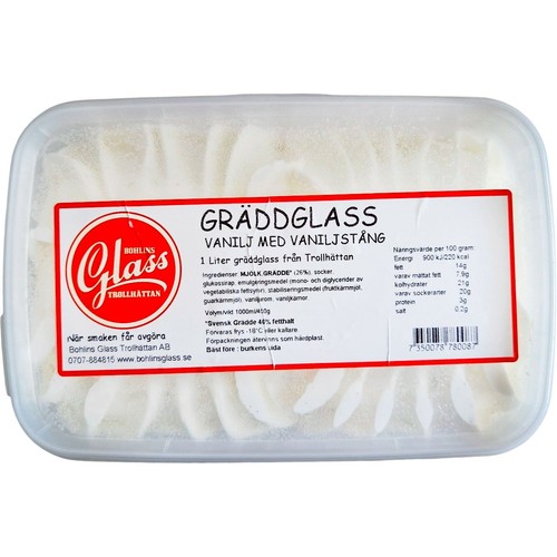 Gräddglass Vanilj Med Vaniljstång 1000ml Bohlins Glass
