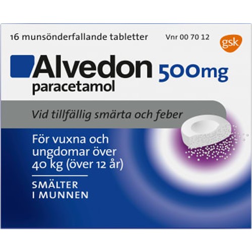 Alvedon Munsönderfallande tablett 500mg 16-p 