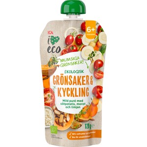 Barnmat Grönsaker & kyckling 6m Ekologisk 120g ICA I love eco