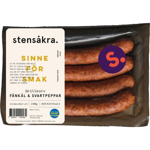 Grillkorv Fänkål & Svartpeppar 240g Stensåkra