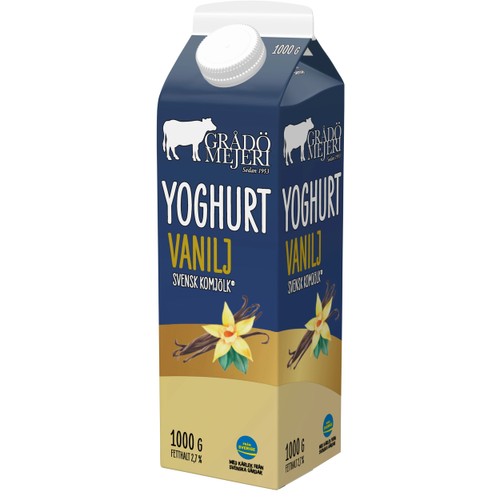 Yoghurt Mild Vanilj 2,7% 1000g Grådö Mejeri