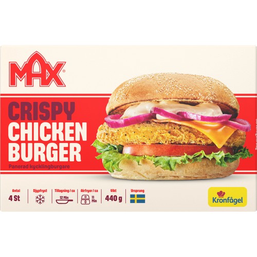 Crispy kycklingburgare Fryst 440g Max