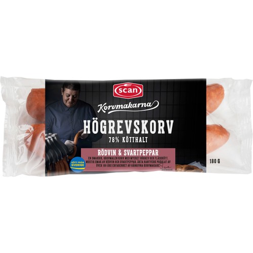 Kryddkorv Högrevskorv 78% Kötthalt 180g Kormakarna Scan