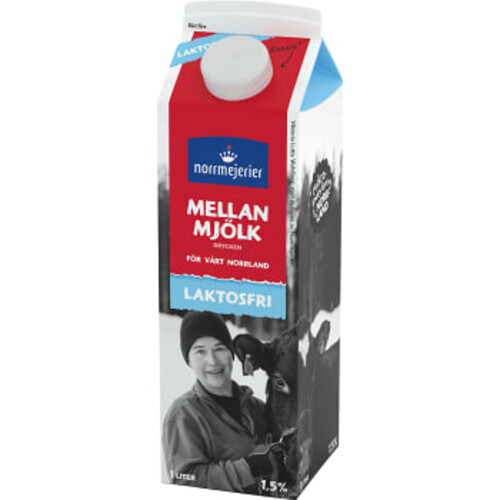 Mellanmjölkdrycken 1,5% Laktosfri 1l Norrmejerier