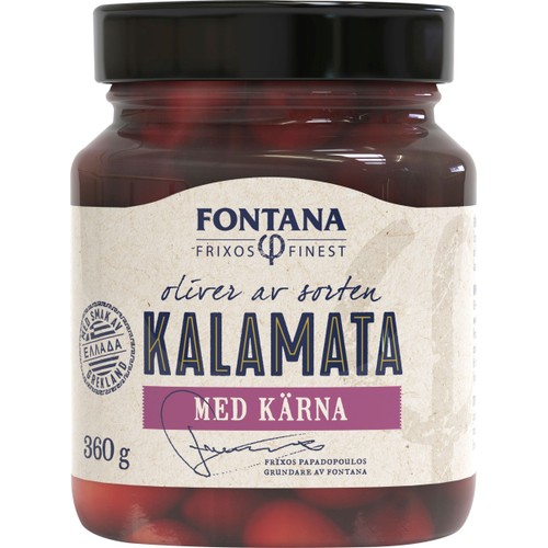 Kalamataoliver med kärna 360g Fontana