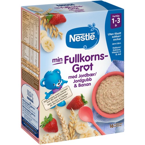 Min Fullkornsgröt  med jordgubb & banan 1år 16p 450g Nestle