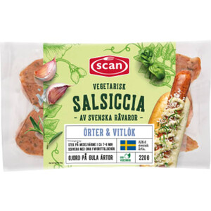 Salsiccia vegetarisk örter vitlök 220g Scan