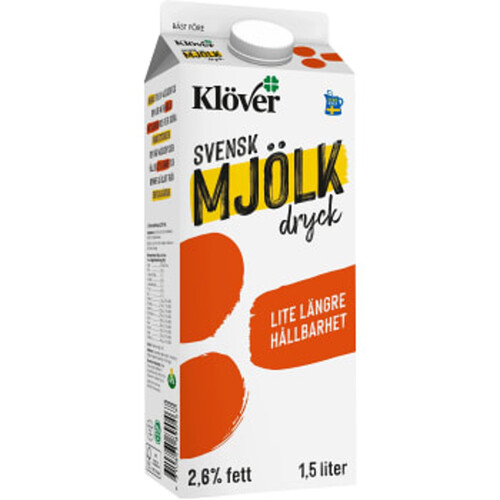 Mjölkdryck längre hållbarhet 2,6% 1,5l Klöver®