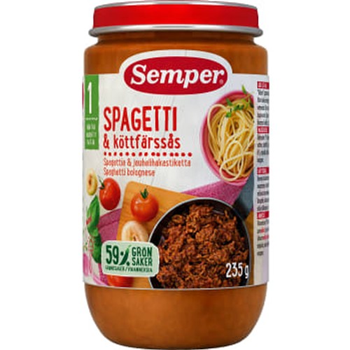 Spagetti & köttfärssås 1år 235g Semper