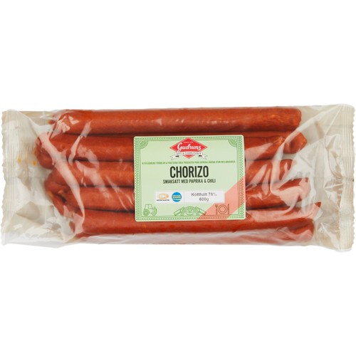 Chorizo Alspånsrökt 10-pack 600g Gudruns