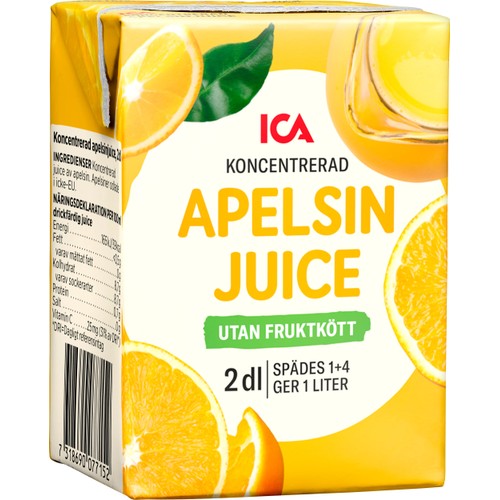 Apelsinjuice utan fruktkött Koncentrat 2dl ICA