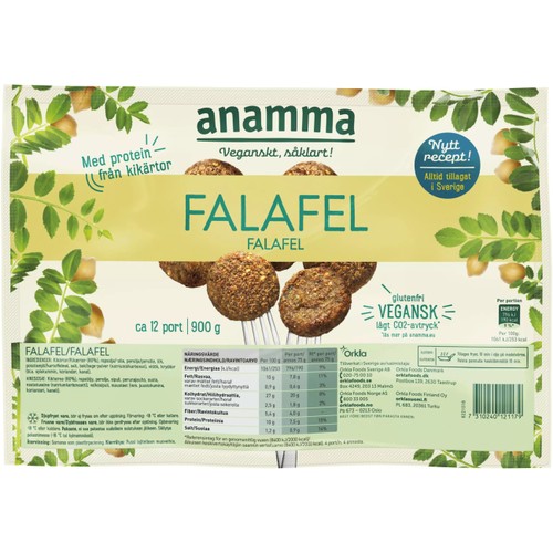 Falafel Vegansk Fryst 900g Anamma