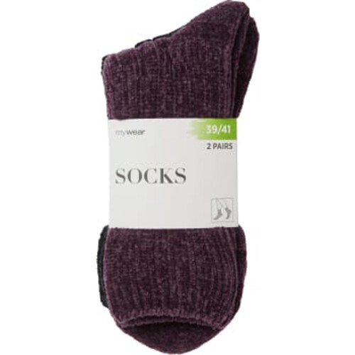 Socka Cosy 2p lila/svart 36/38 mywear