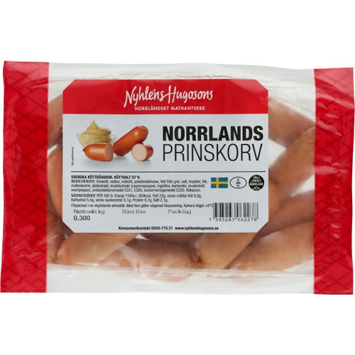 Norrlandsprinskorv 300g Nyhléns Hugosons