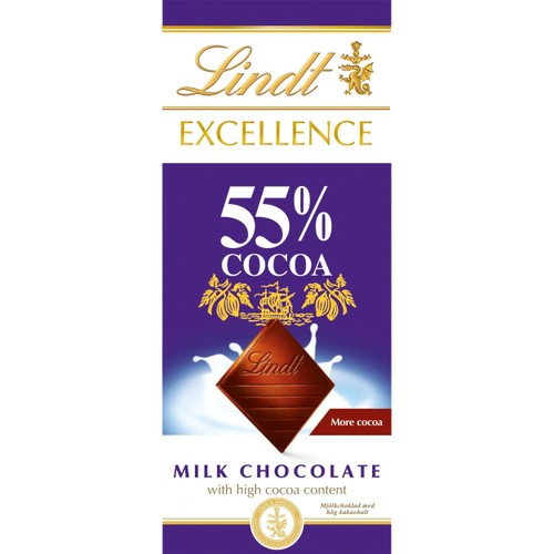 Chokladkaka Excellence Mjölkchoklad 55% kakao 80g Lindt