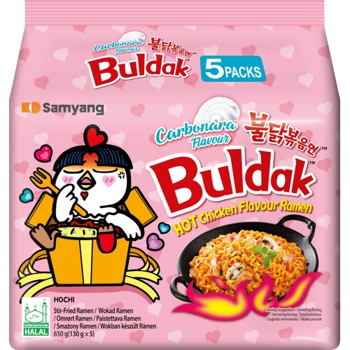 Snabbnudlar Buldak Carbonara smak 650g Samyang