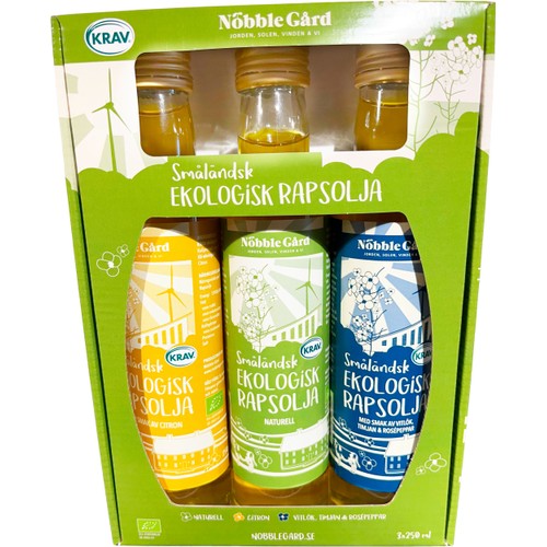 Rapsolja Presentset 3 Flaskor Ekologisk 750ml Nöbble Gård