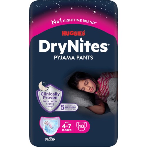 Nattbyxblöja Flicka 4-7 år 17-30kg 10-p DryNites