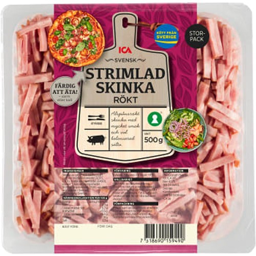 Strimlad rökt skinka 500g ICA