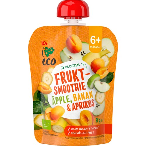 Fruktmellis Äpple banan & aprikos Från 6mån Ekologisk 90g ICA I love eco